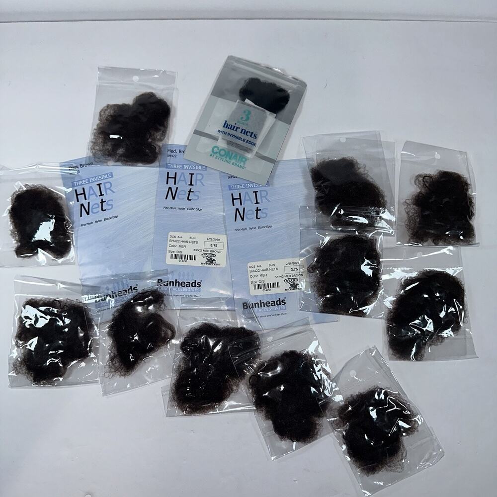 Bunheads, Conair‎ & Generic Invisible Hair Nets Brown Lot Of 20 Dance, Cheer